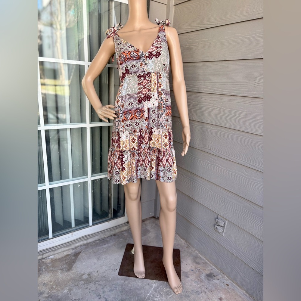 Live to be Spoiled Boho Patchwork Mini Dress